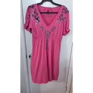 Johnny Was Pink Embroidered Mini Dress